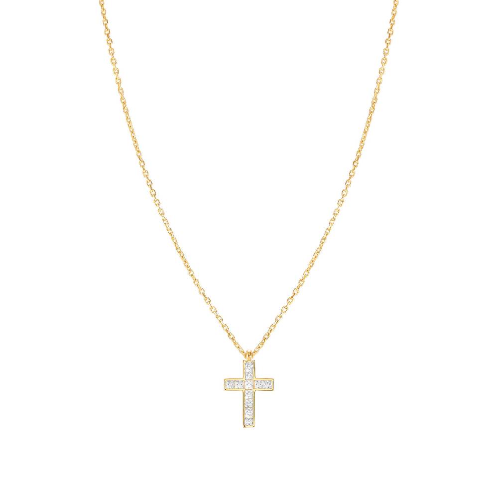 Nomination Collana Carismatica Croce in Oro giallo e CubIc Zirconia bianchi Sottocosto