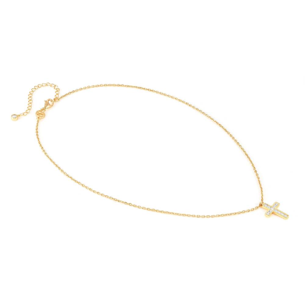 Nomination Collana Carismatica Croce in Oro giallo e CubIc Zirconia bianchi Sottocosto