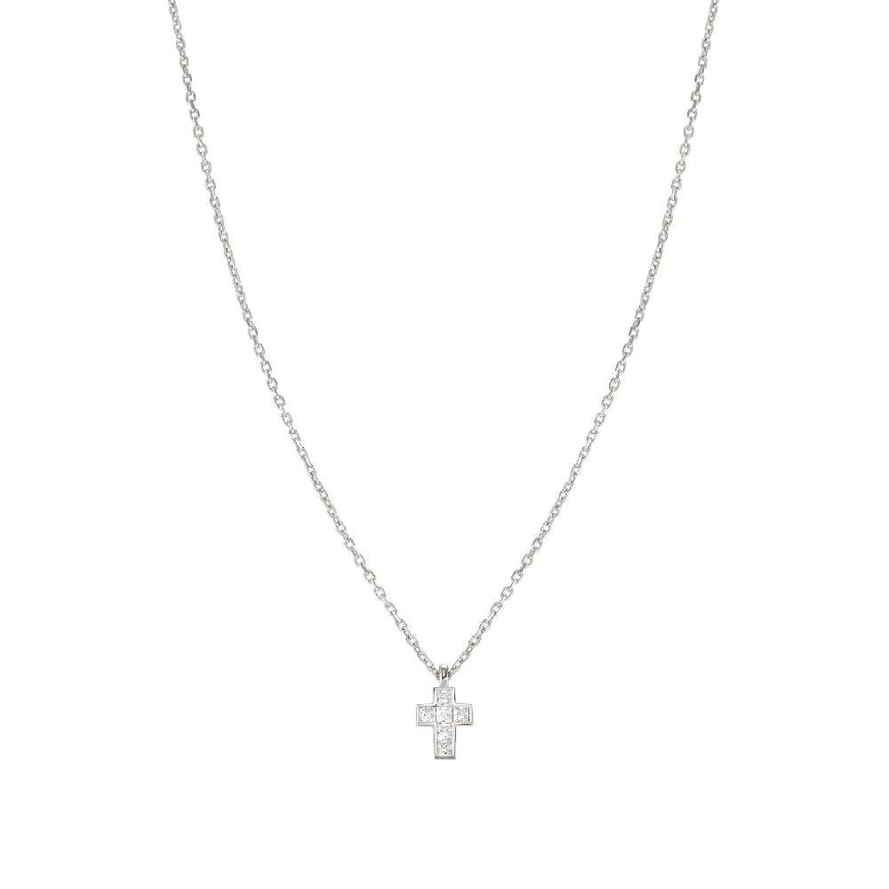 Nomination Collana Carismatica Croce piccola in Argento e pietre bianche Qualità Garantita