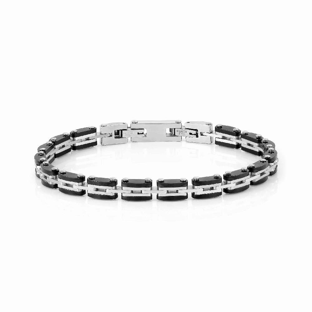 Nomination Bracciale da uomo STRONG Nero e Acciaio