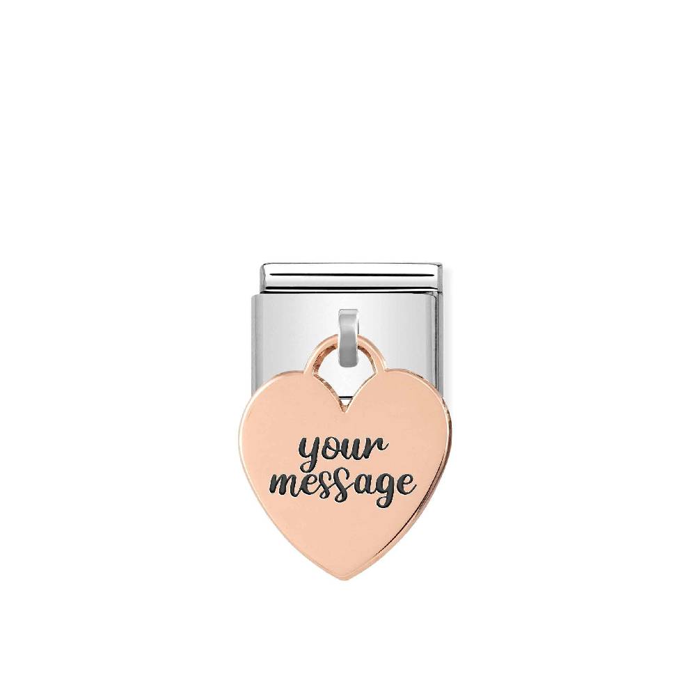 Nomination Link Composable Classic con Cuore Pendente in Oro rosa Sostegno trimestrale