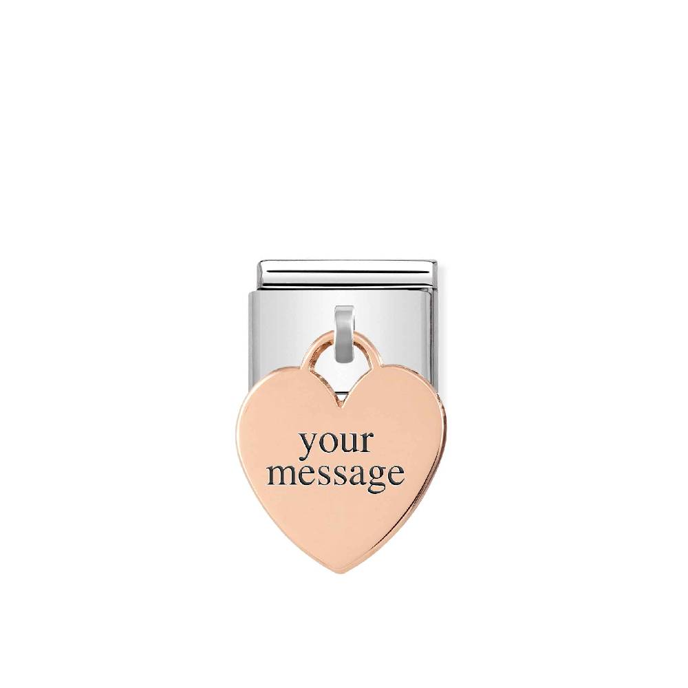 Nomination Link Composable Classic con Cuore Pendente in Oro rosa Sostegno trimestrale