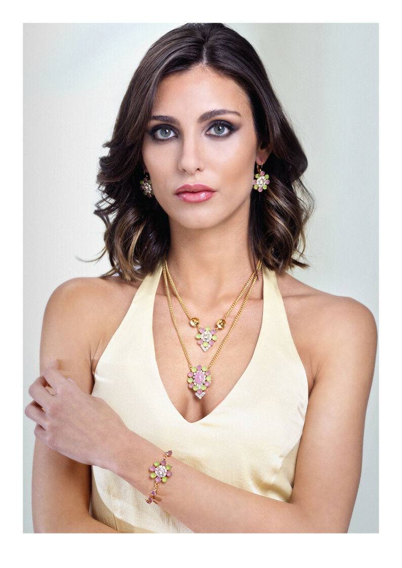 Ottaviani Collana doppio filo dorata con cristalli Italy