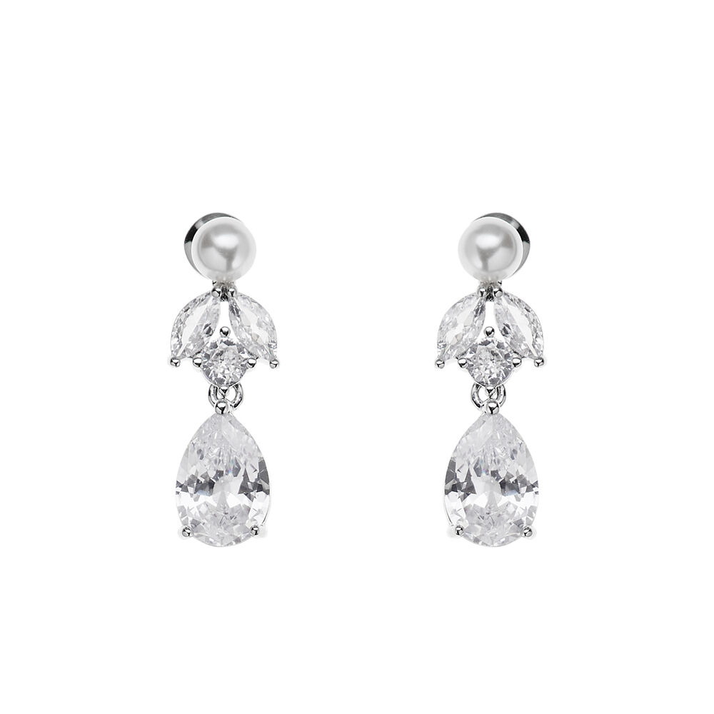 Ottaviani Orecchini rodiati con cubic zirconia e perle Sottocosto