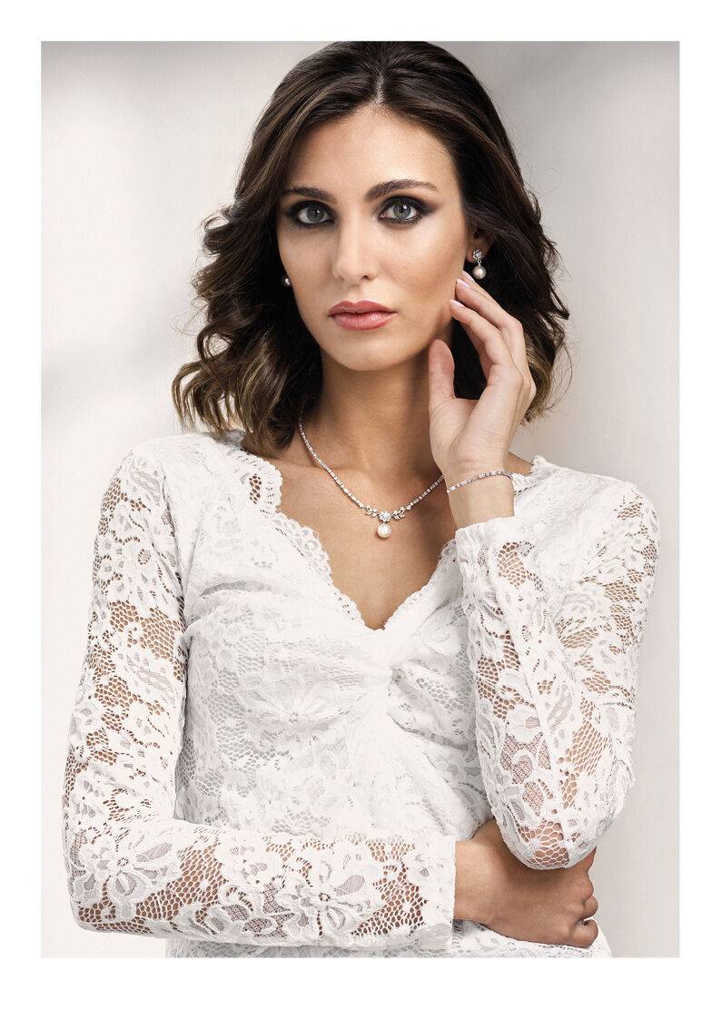Ottaviani Orecchini rodiati con cubic zirconia e perle Presa