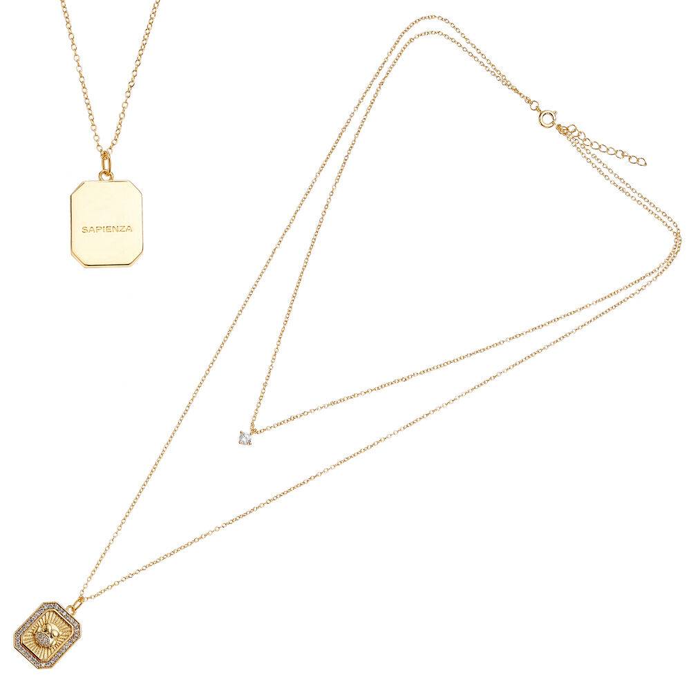 Ottaviani Collana doppio filo dorata con cubic zirconia Consegna Veloce
