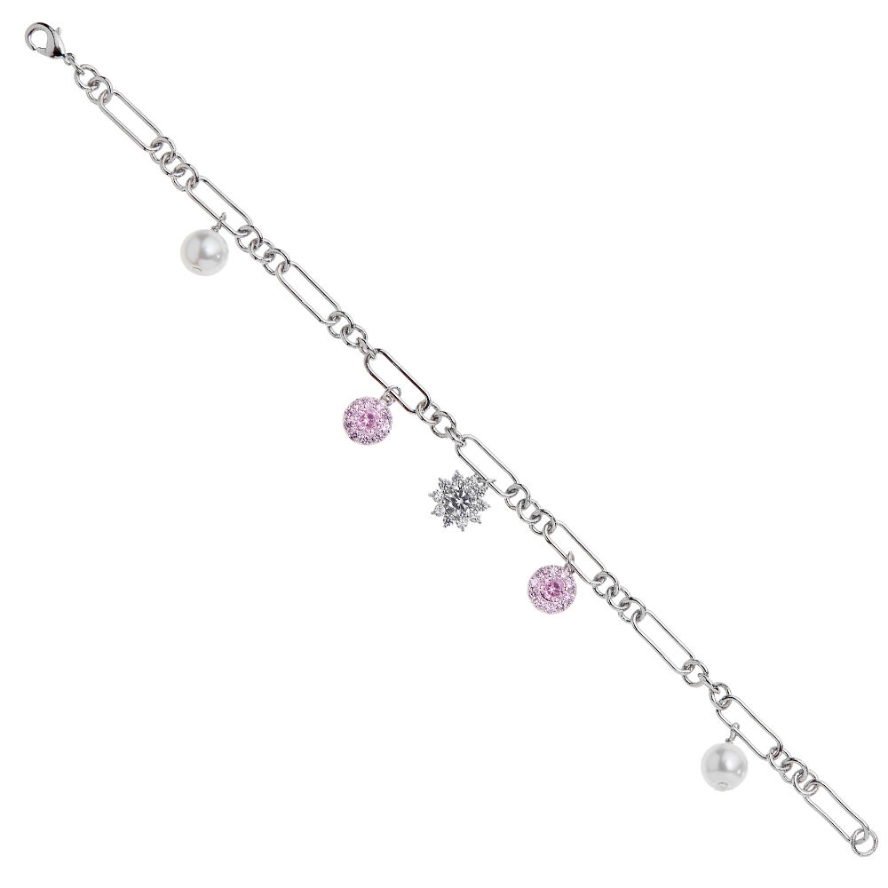Ottaviani Bracciale rodiato con cubic zirconia e perle Prezzo Ridotto