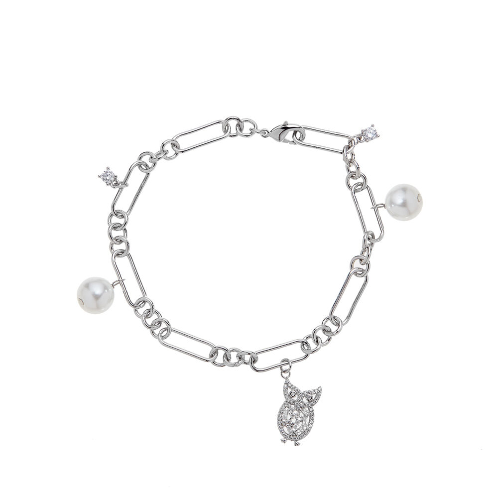 Ottaviani Bracciale rodiato con cubic zirconia e perle Sottocosto