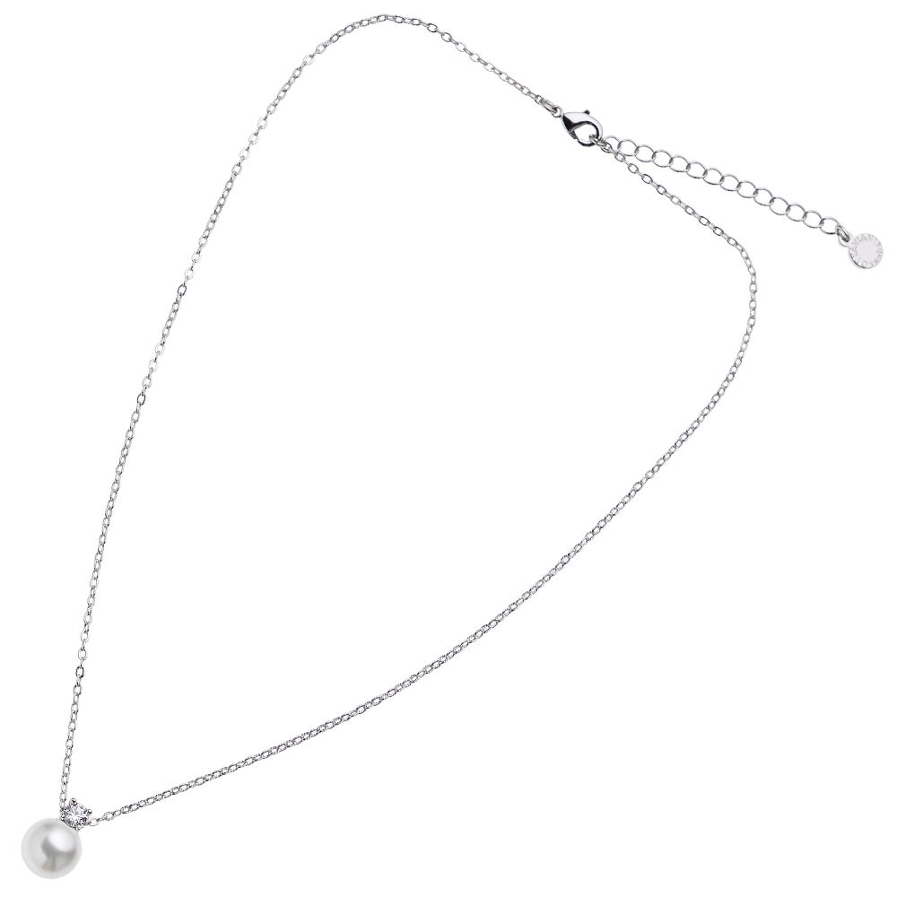 Ottaviani Collana rodiata con cubic zirconia e perla Sconto