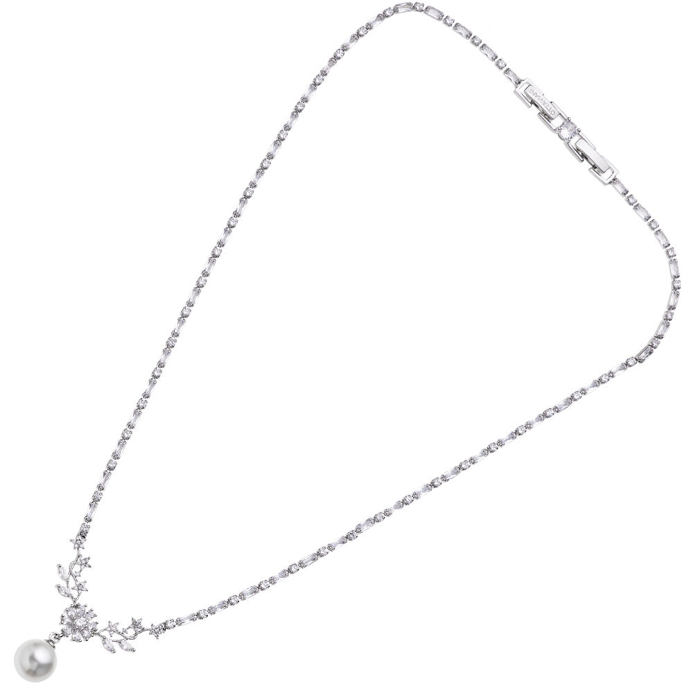 Ottaviani Collana rodiata con cubic zirconia e perla Economico