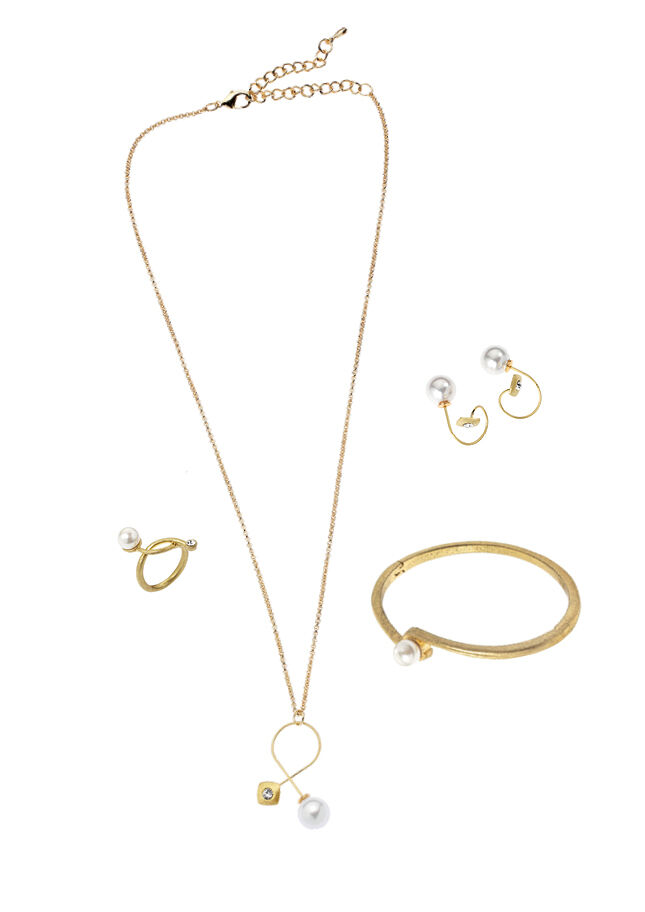 Ottaviani Anello in metallo placcato oro 18k,perle bijou In Saldo