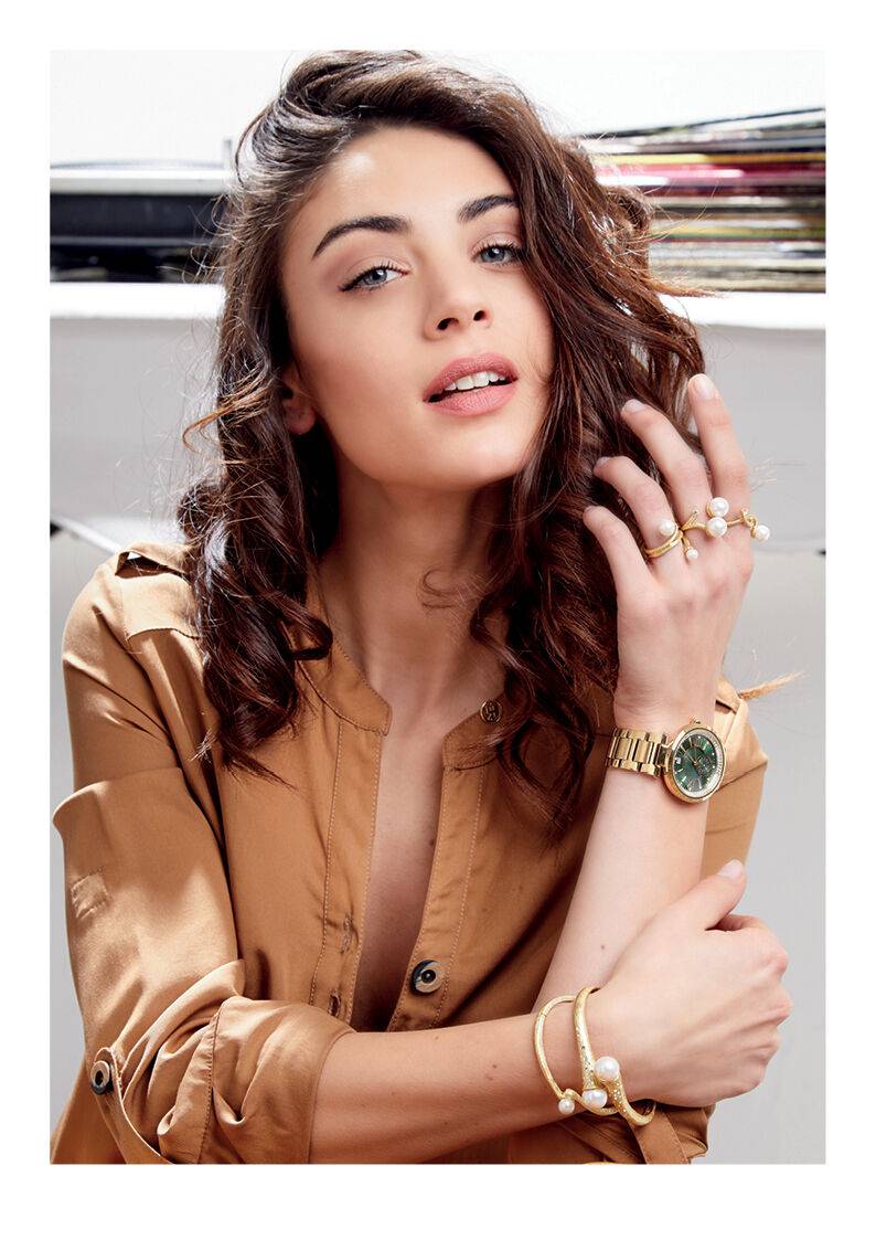 Ottaviani Anello in metallo placcato oro 18k,perle bijou Moda