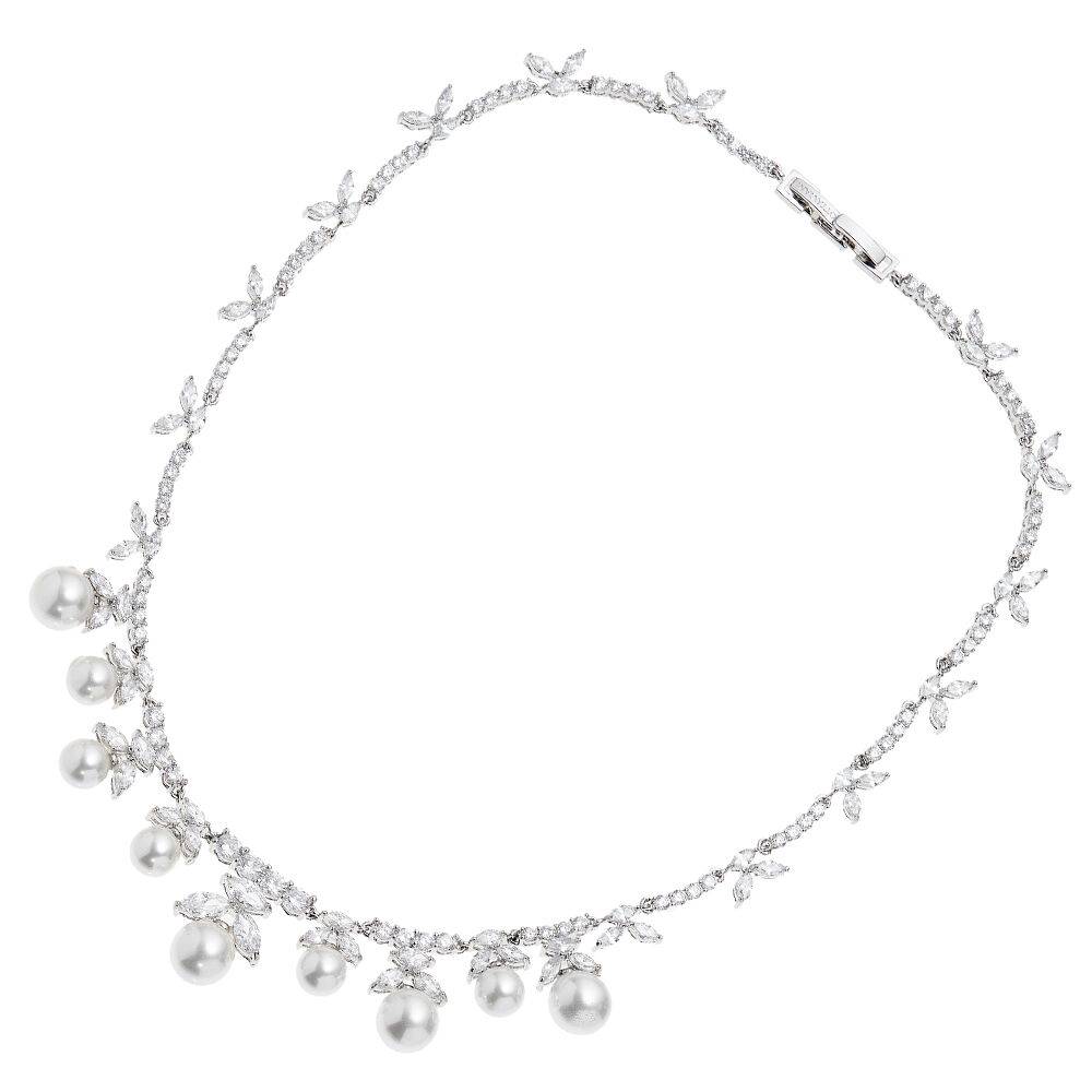 Ottaviani Collana rodiata con cubic zirconia e perle Hotsell