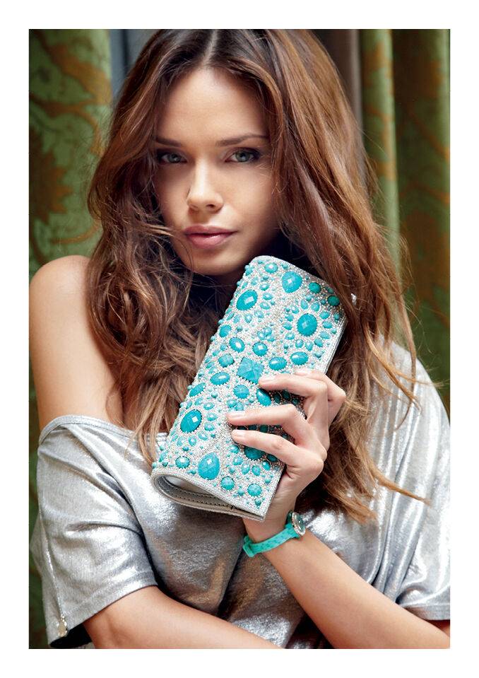 Ottaviani Clutch con strass e pietre In Linea