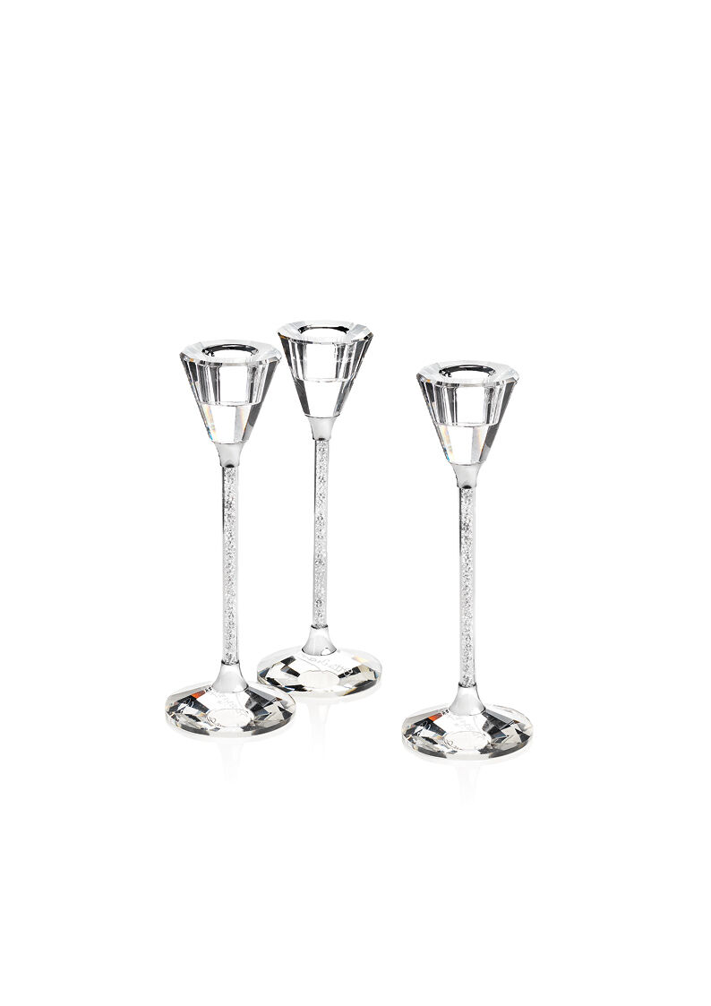 Ottaviani Coppia candelieri con cristalli h. 18 cm Italia
