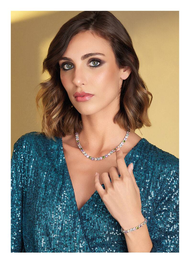 Ottaviani Bracciale rodiato con cubic zirconia colorata Negozio
