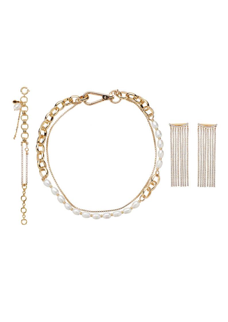 Ottaviani Bracciale dorato con perle Moda