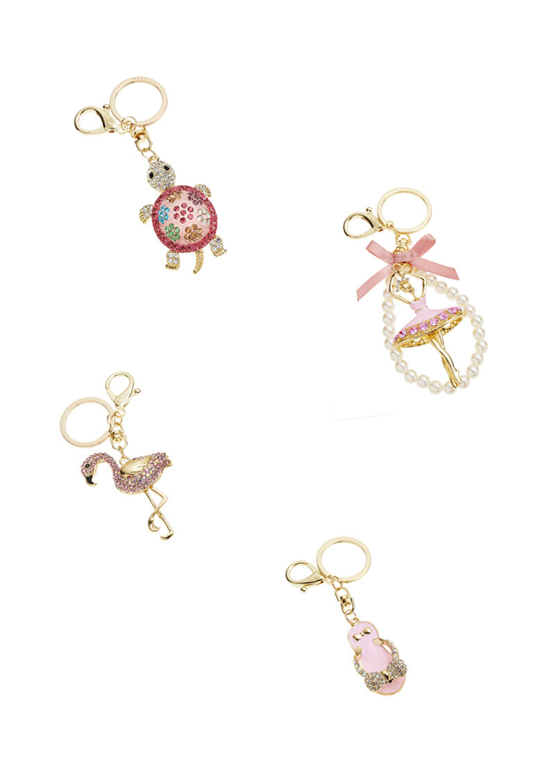 Ottaviani Portachiavi dorato con strass smalti perline f Presa