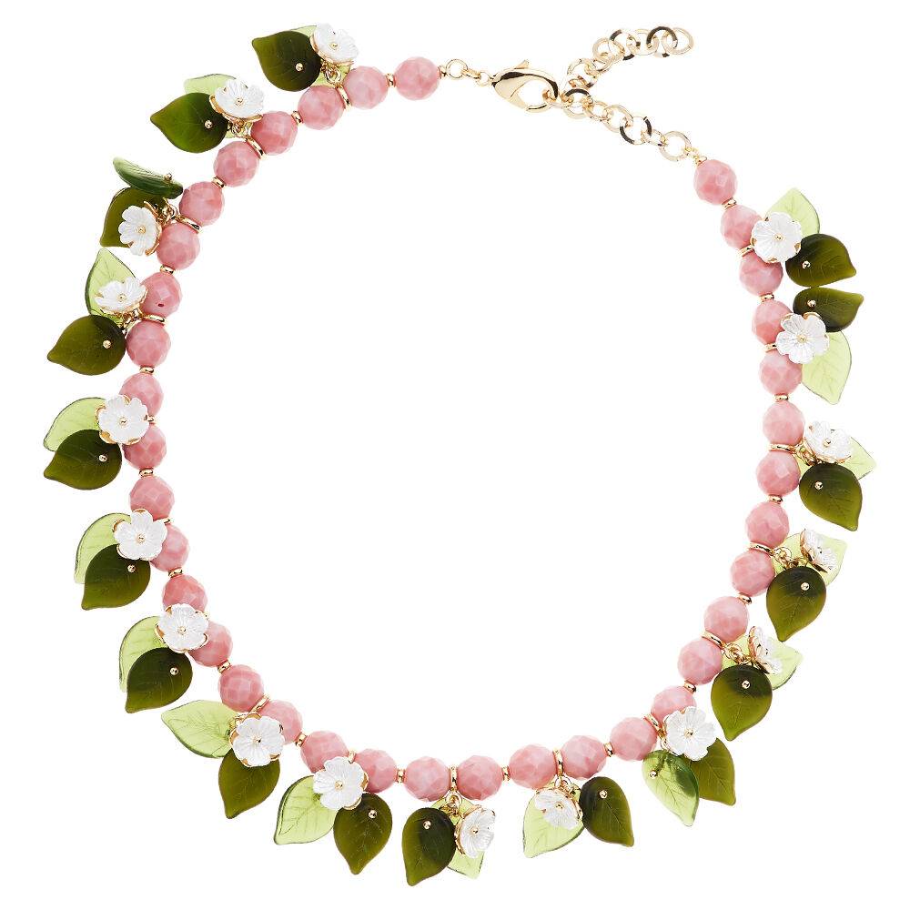 Ottaviani Collana con perline di vetro fiori in resina Spedizione gratuita