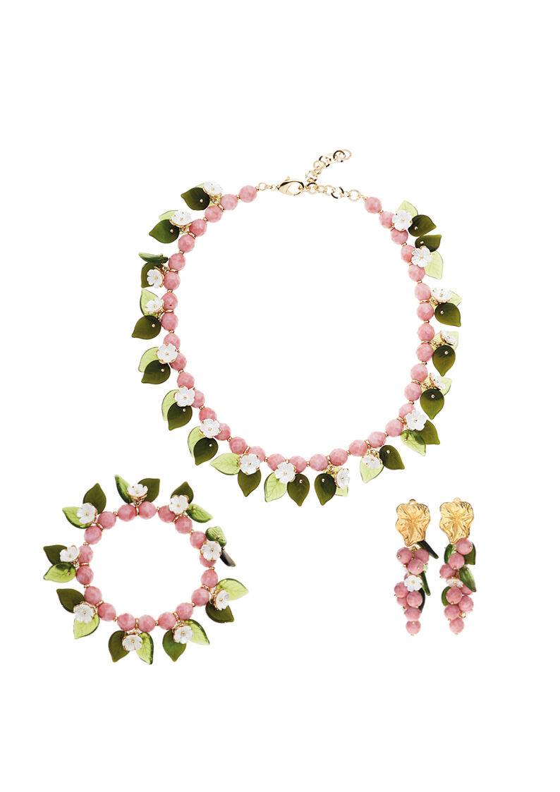Ottaviani Collana con perline di vetro fiori in resina Spedizione gratuita