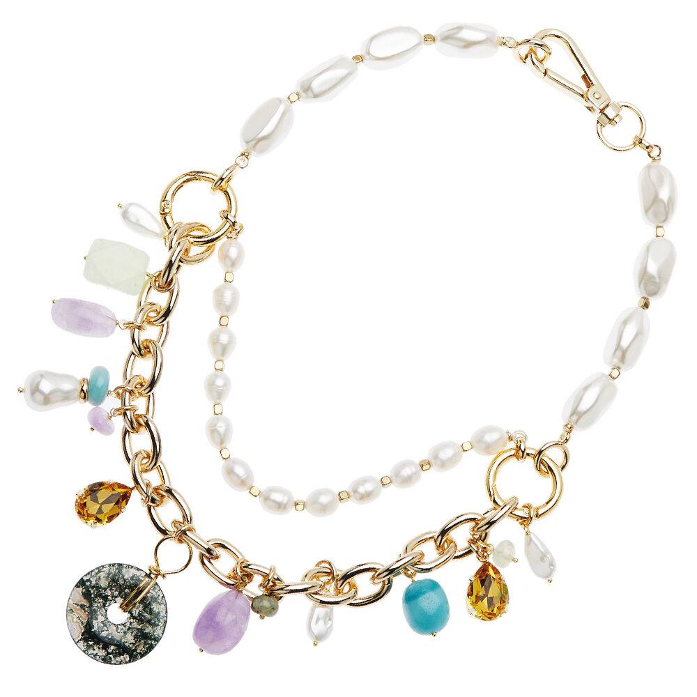 Ottaviani Collana con perle bijoux,quarzi,resine e crist Offerta natalizia