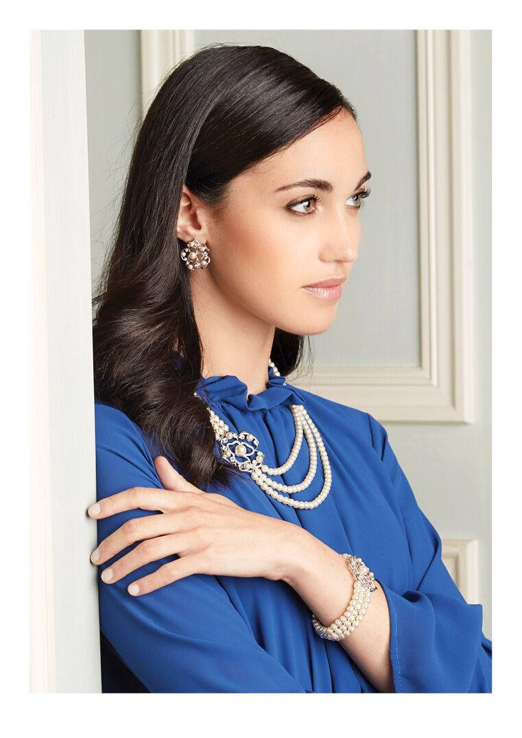 Ottaviani Orecchini con perle di vetro e strass Moda