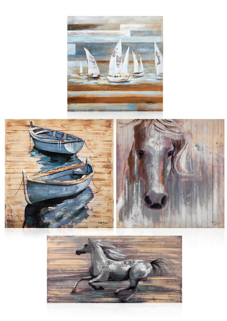 Ottaviani Quadro "cavallo bianco"in legno c/farg.100x100 Liquidazione