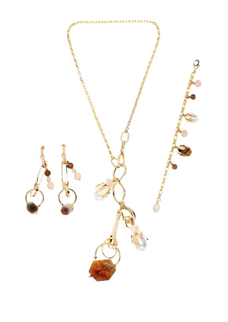 Ottaviani Collana con perle bijoux,agata e quarzo Prezzo basso