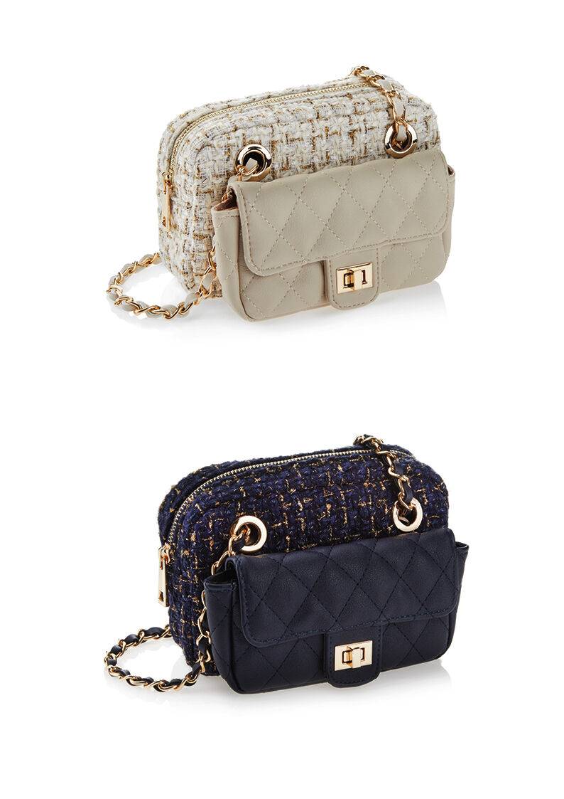 Ottaviani Borsa in tessuto boucle' ed ecopelle In vendita