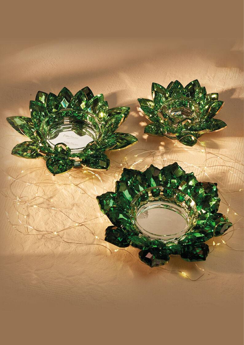 Ottaviani Candeliere "fiore di cristallo verde" Sconto