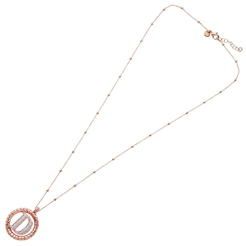 Ottaviani Collana in bronzo oro rosa con glitter argento Offerta natalizia