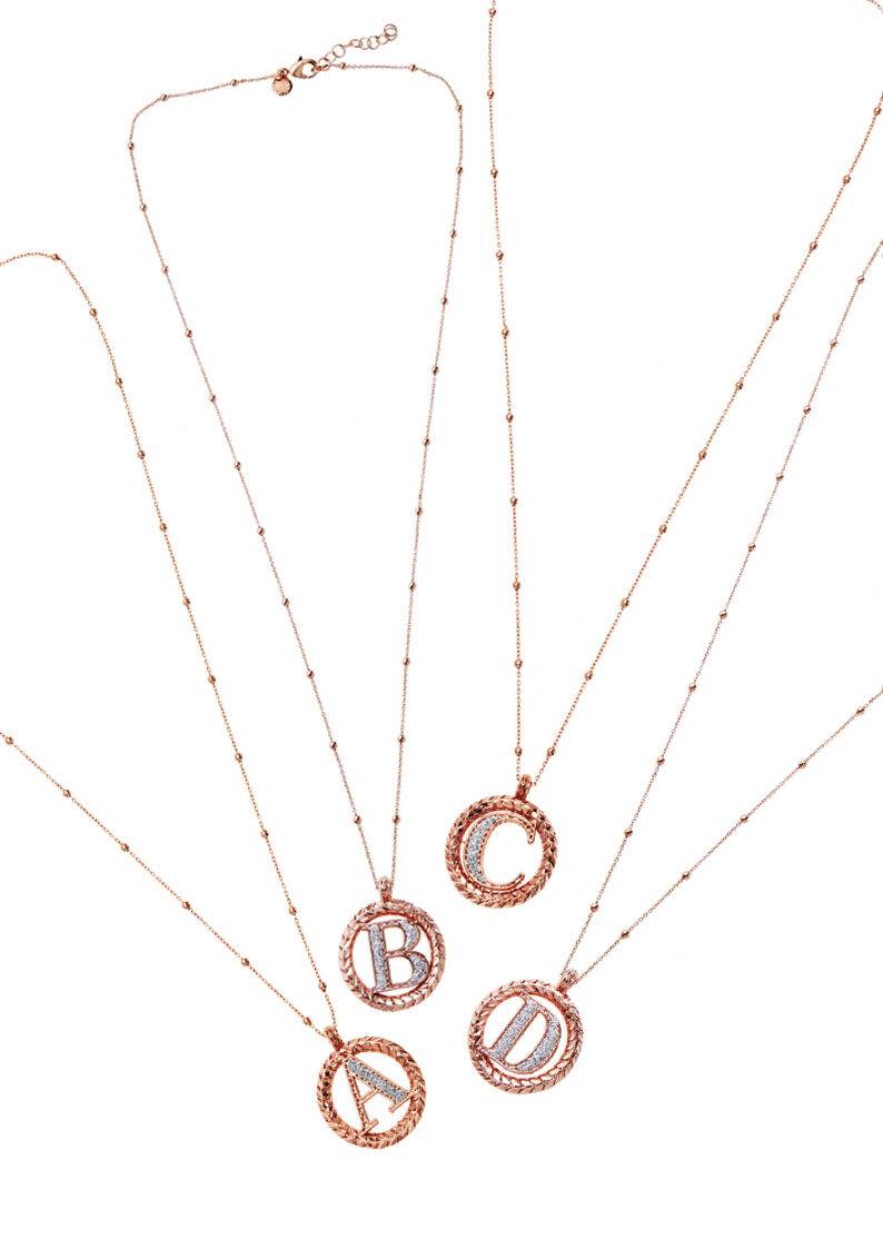 Ottaviani Collana in bronzo oro rosa con glitter argento Offerta natalizia