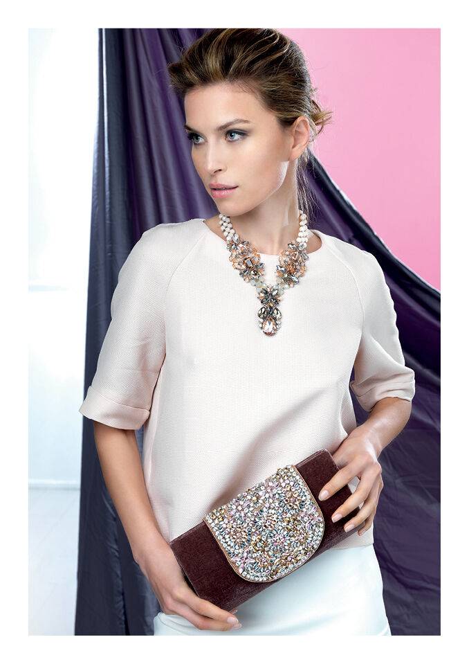 Ottaviani Clutch con cristalli,perline e strass Duty-free