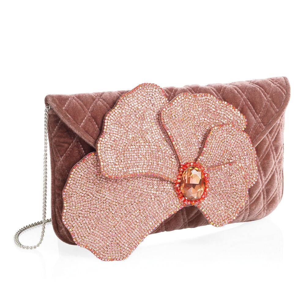 Ottaviani Clutch in velluto con cristalli,perline strass 50% di sconto per tempo limitato