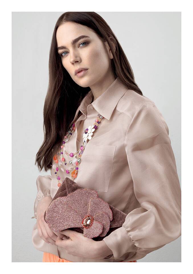 Ottaviani Clutch in velluto con cristalli,perline strass 50% di sconto per tempo limitato