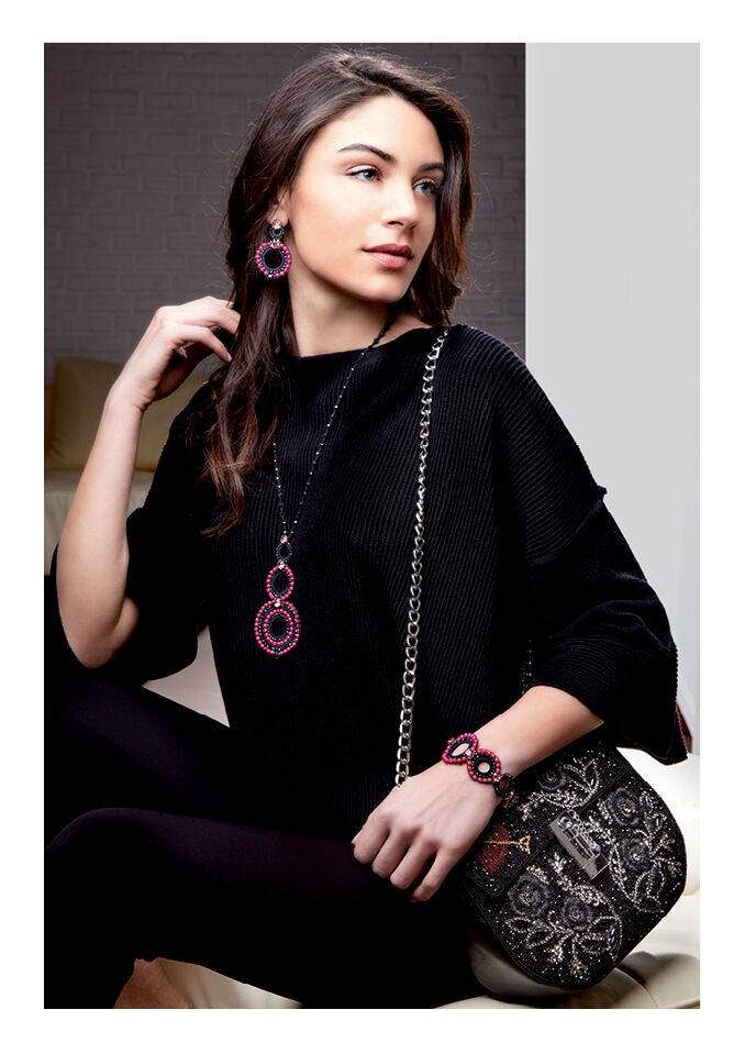Ottaviani Clutch con perline,cristalli e strass Italy