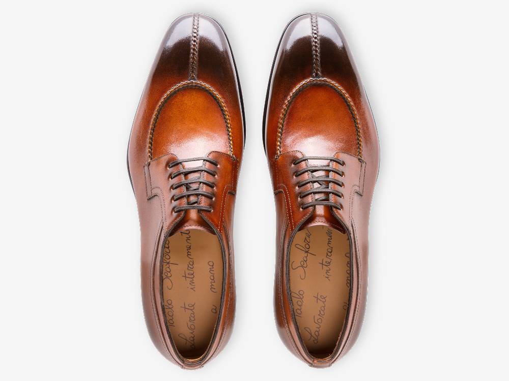 ﻿Paolo Sartori Art. 583 Derby in pelle Anticata Cognac In Saldo