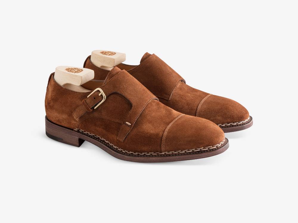 Paolo Sartori Double Monkstrap in Calf Suede Snuff Doppia Fibbia in Vitello Scamosciato Snuff Nuova