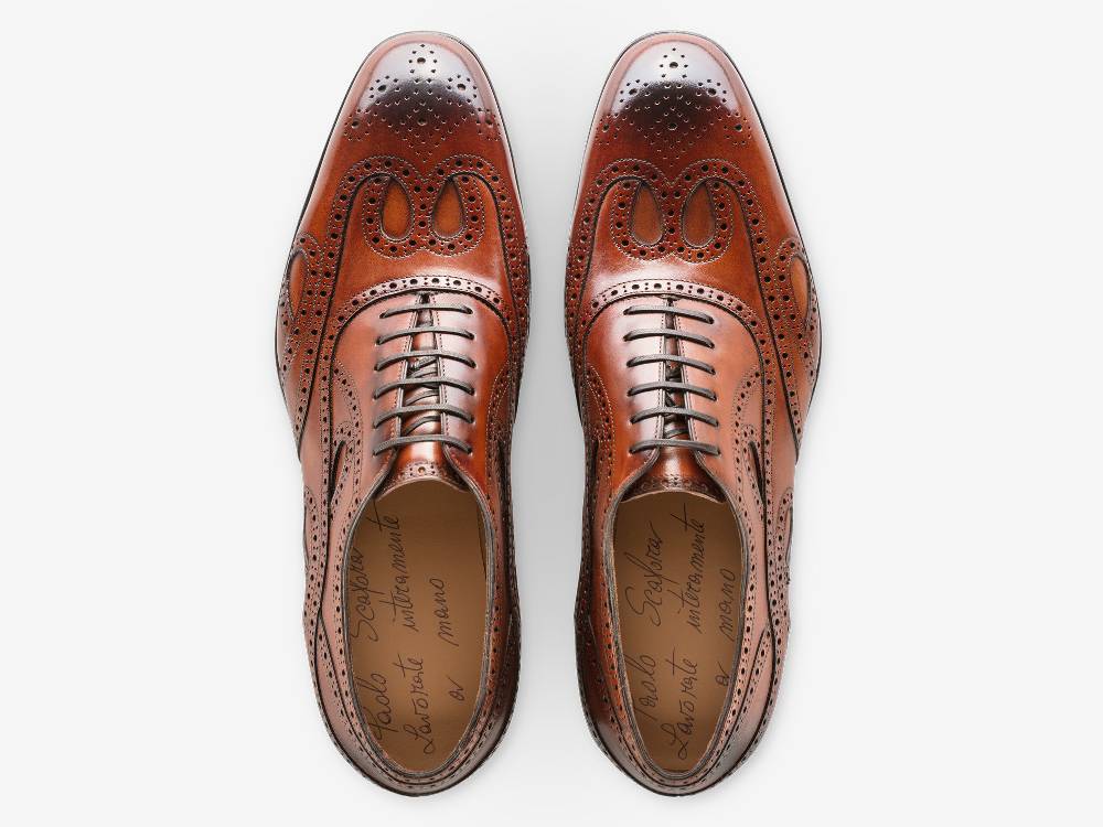 Paolo Sartori Oxford in Antiqued Cognac Leather Oxford in pelle Anticata Cognac Nuovo