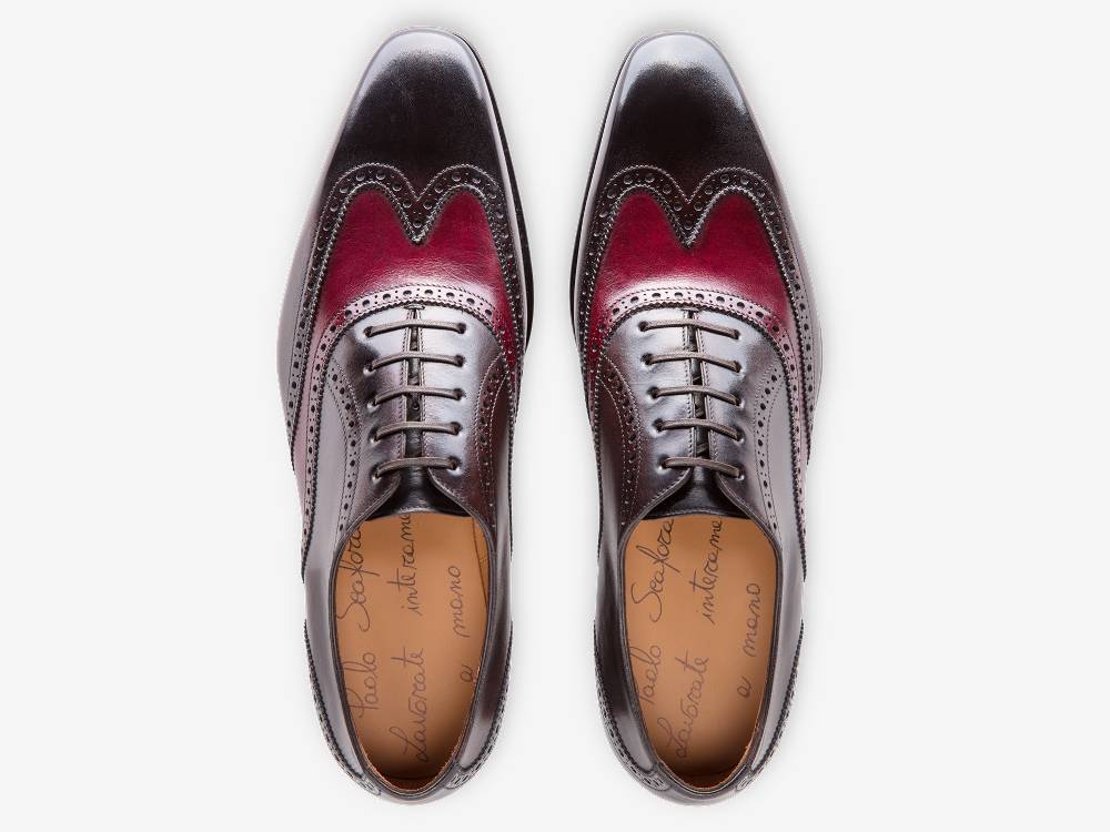 Paolo Sartori Art. 604 Oxford in Pelle Anticata Vietri Bordeaux Black Sottocosto
