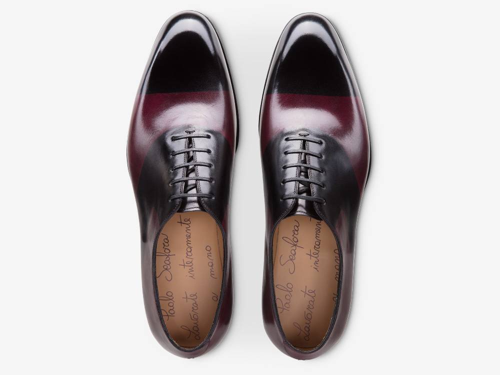 Paolo Sartori ART. 659 Oxford in pelle Dipinta a Mano Bordeaux e Nero Novità