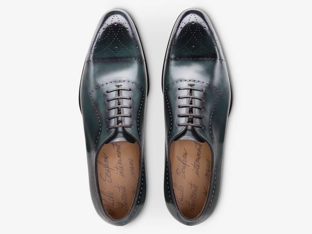 Paolo Sartori ART. 632 Oxford in pelle Anticata Turquoise Outlet