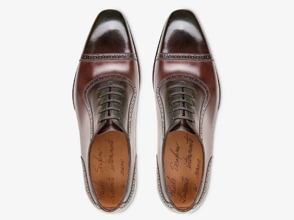 Paolo Sartori Art. 770 Oxford in Antiqued Montella Leather In Vendita