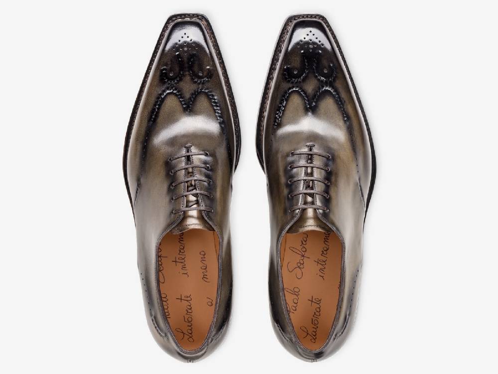 Paolo Sartori Art. 792 Oxford in Antiqued Verdegris Leather Offerte