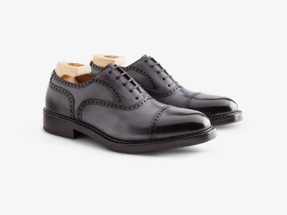 Paolo Sartori Art. 769 Oxford in Antiqued Grigio Leather Vendita Calda