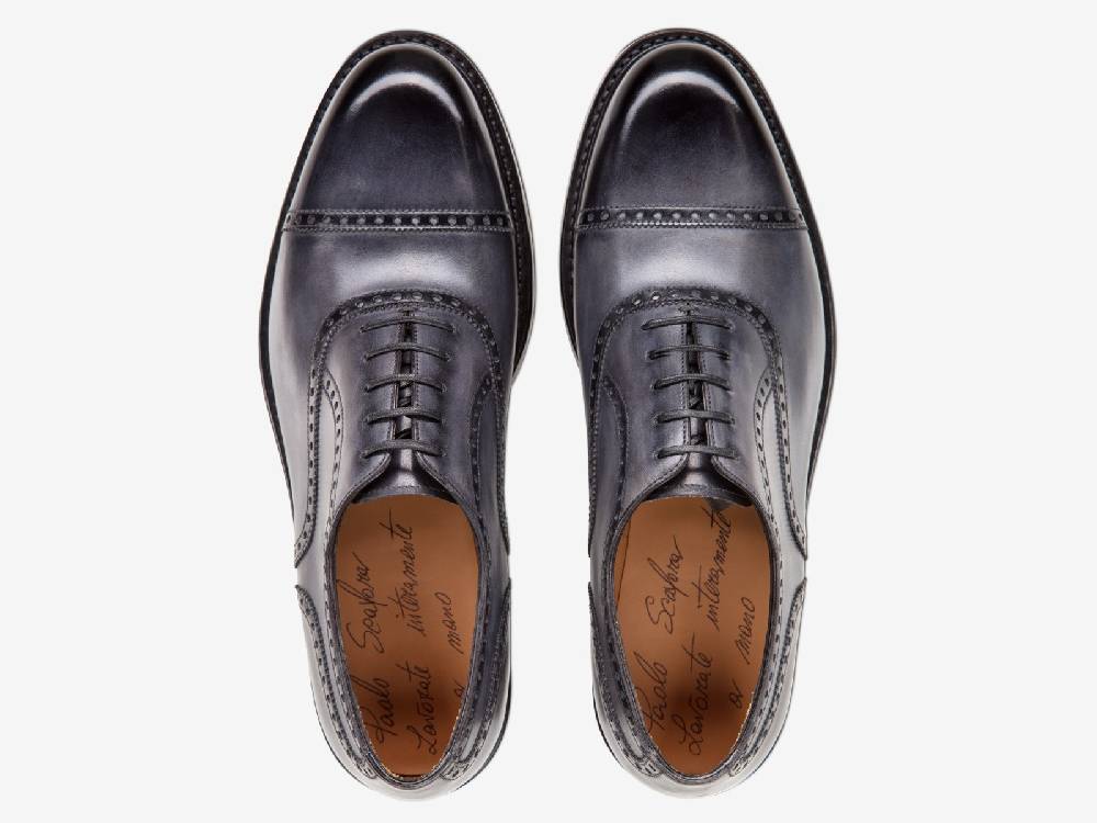 Paolo Sartori Art. 769 Oxford in Antiqued Grigio Leather Vendita Calda