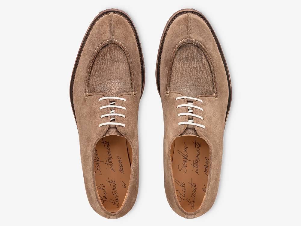 Paolo Sartori Art. 797 Derby in Cocco Suede and Shark Leather Officina