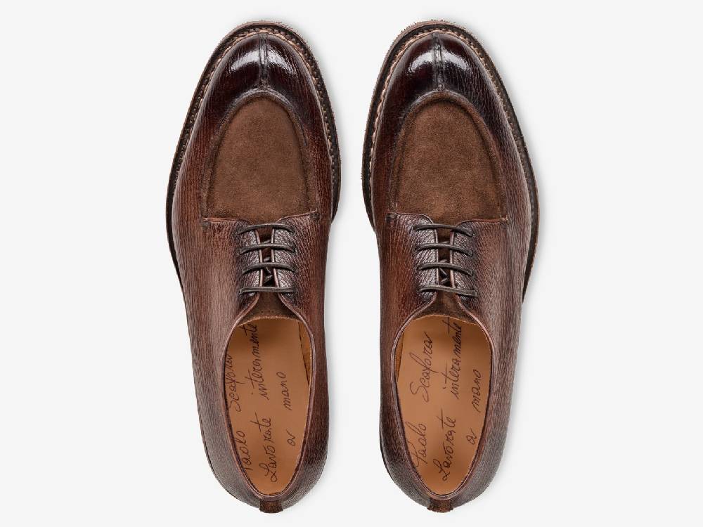 Paolo Sartori Art. 797 Derby in Montella Shark and Suede Leather Nuova