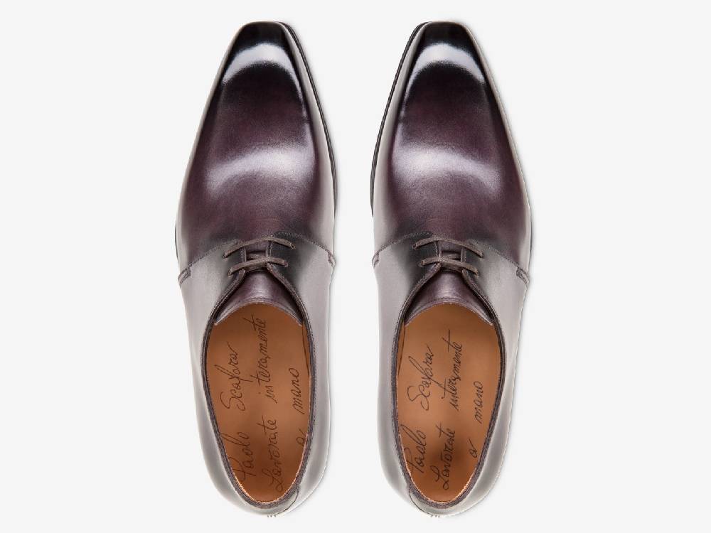 Paolo Sartori Art. 739 Derby in Antiqued Melanzana Leather Nuovo