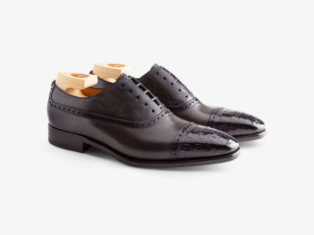 Paolo Sartori Art. 695 Oxford in pelle Anticata Grigio Italia